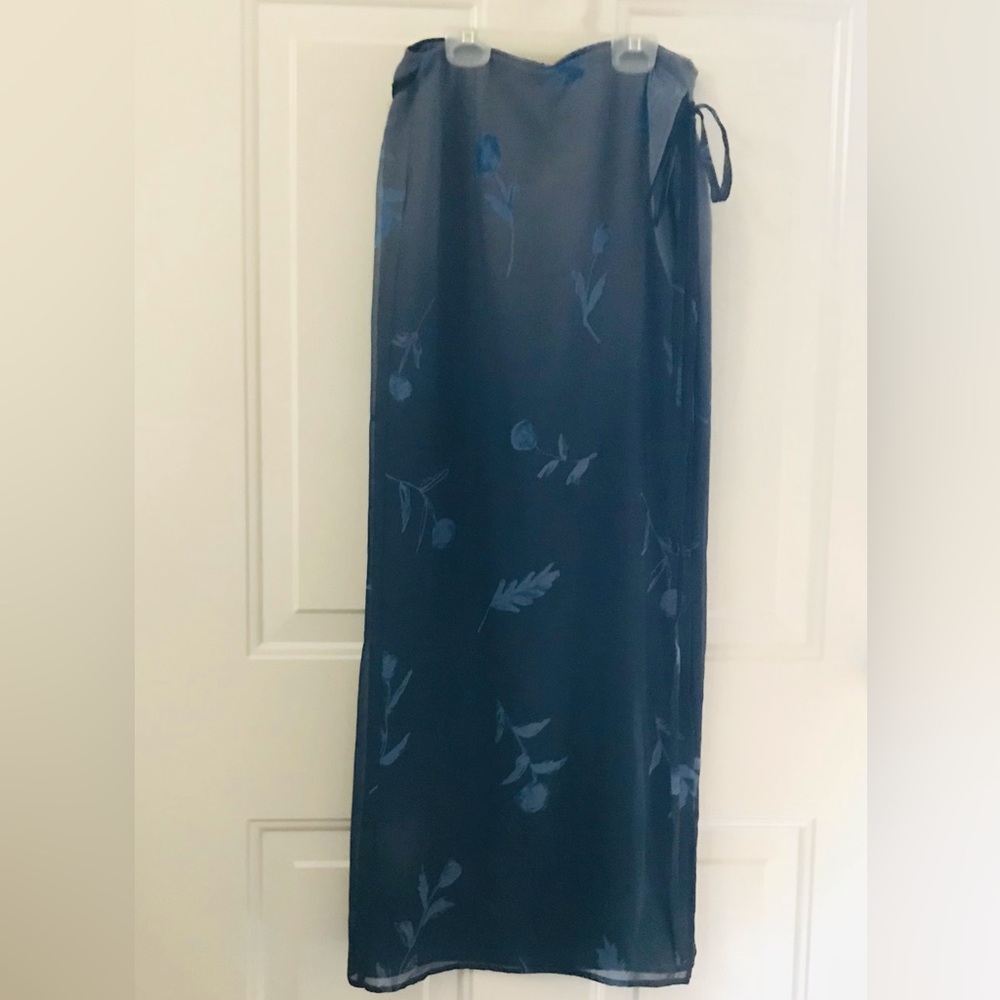 Max Mara Floral Silk Chiffon Wrap Skirt